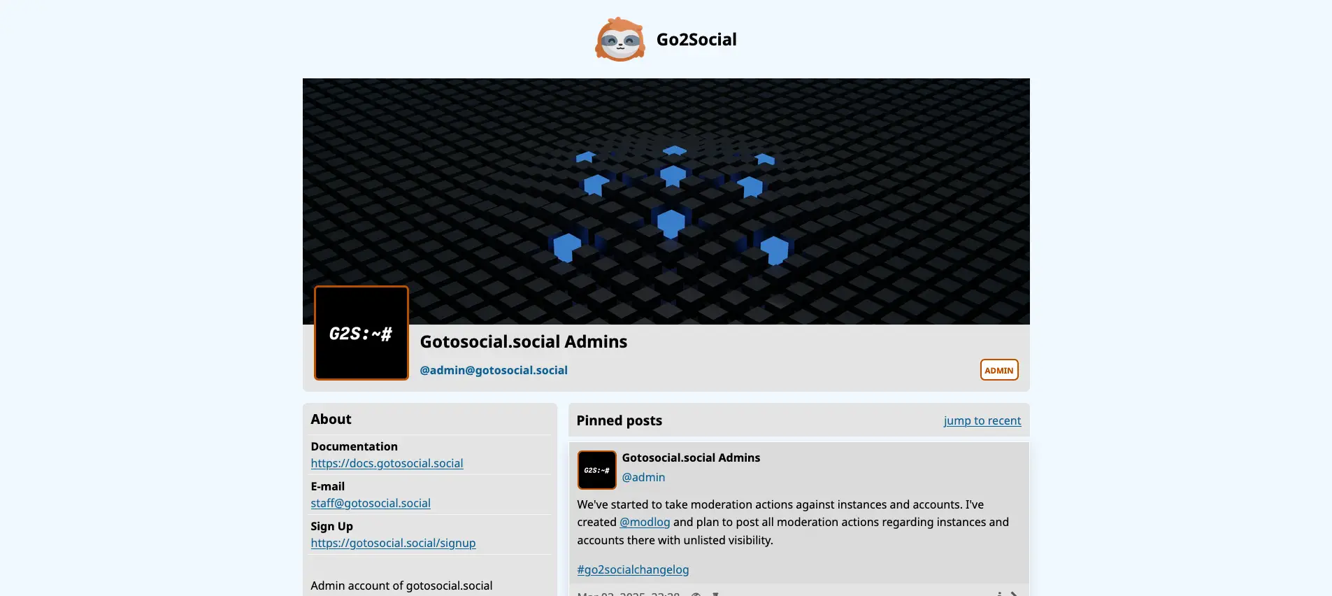 The same GoToSocial test profile page. The background is now alice blue.